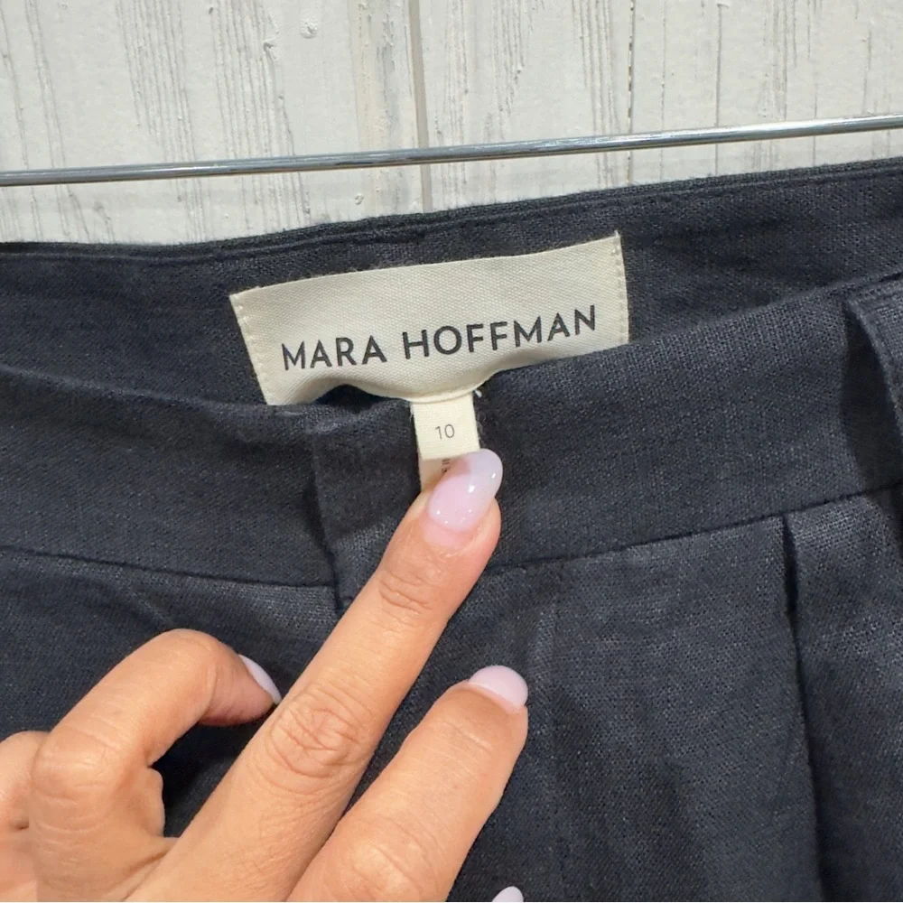 Mara Hoffman high waited wide leg linen black pants - Picture 4 of 9